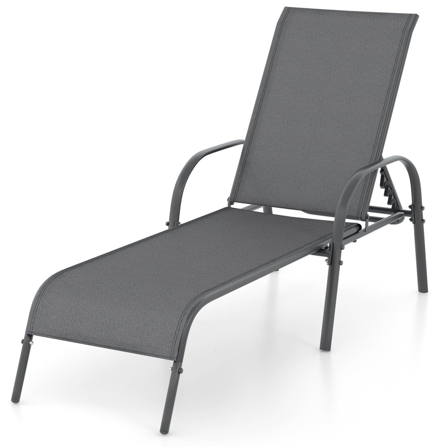 Adjustable Patio Chaise Folding Lounge Chair with Backrest-Turquoise - Dark Gray