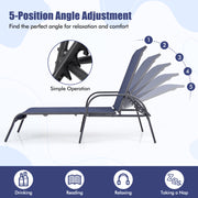 Adjustable Patio Chaise Folding Lounge Chair with Backrest-Navy