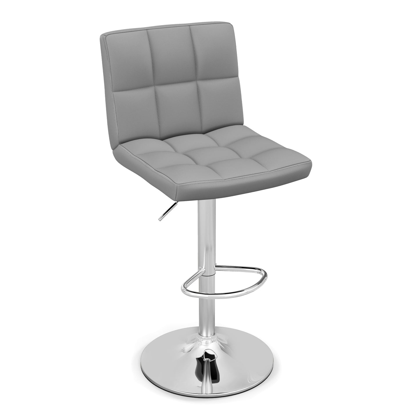 Adjustable Swivel Bar Stool with PU Leather-Brown - Gray