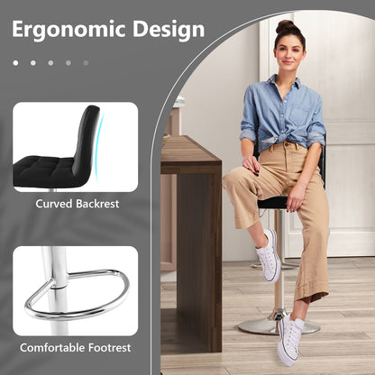 Adjustable Swivel Bar Stool with PU Leather-Brown
