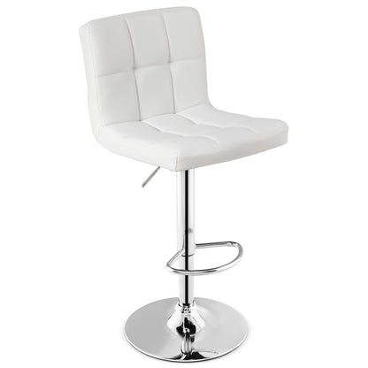Adjustable Swivel Bar Stool with PU Leather-Brown - White