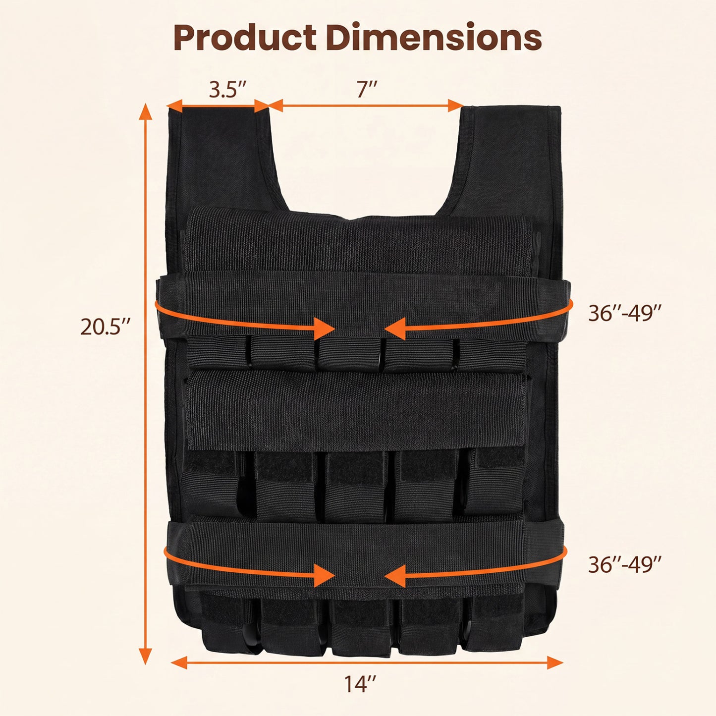 Adjustable Weighted Vest with Removable Iron Weights 44 lbs