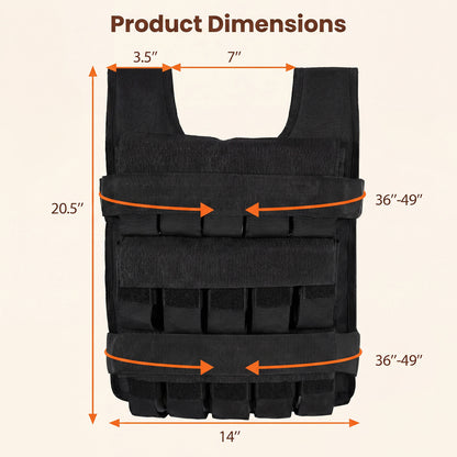 Adjustable Weighted Vest with Removable Iron Weights 44 lbs
