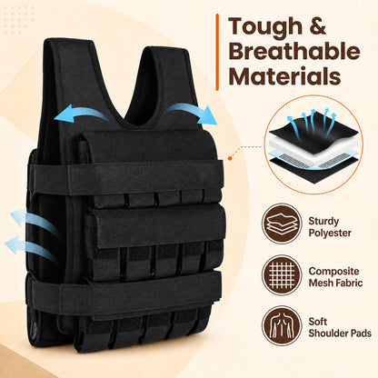 Adjustable Weighted Vest with Removable Iron Weights 44 lbs