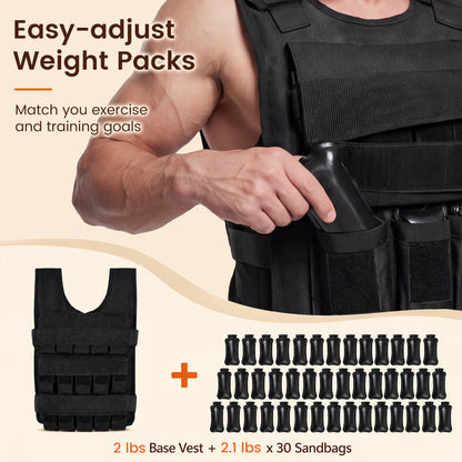 Adjustable Weighted Vest with Removable Iron Weights 44 lbs