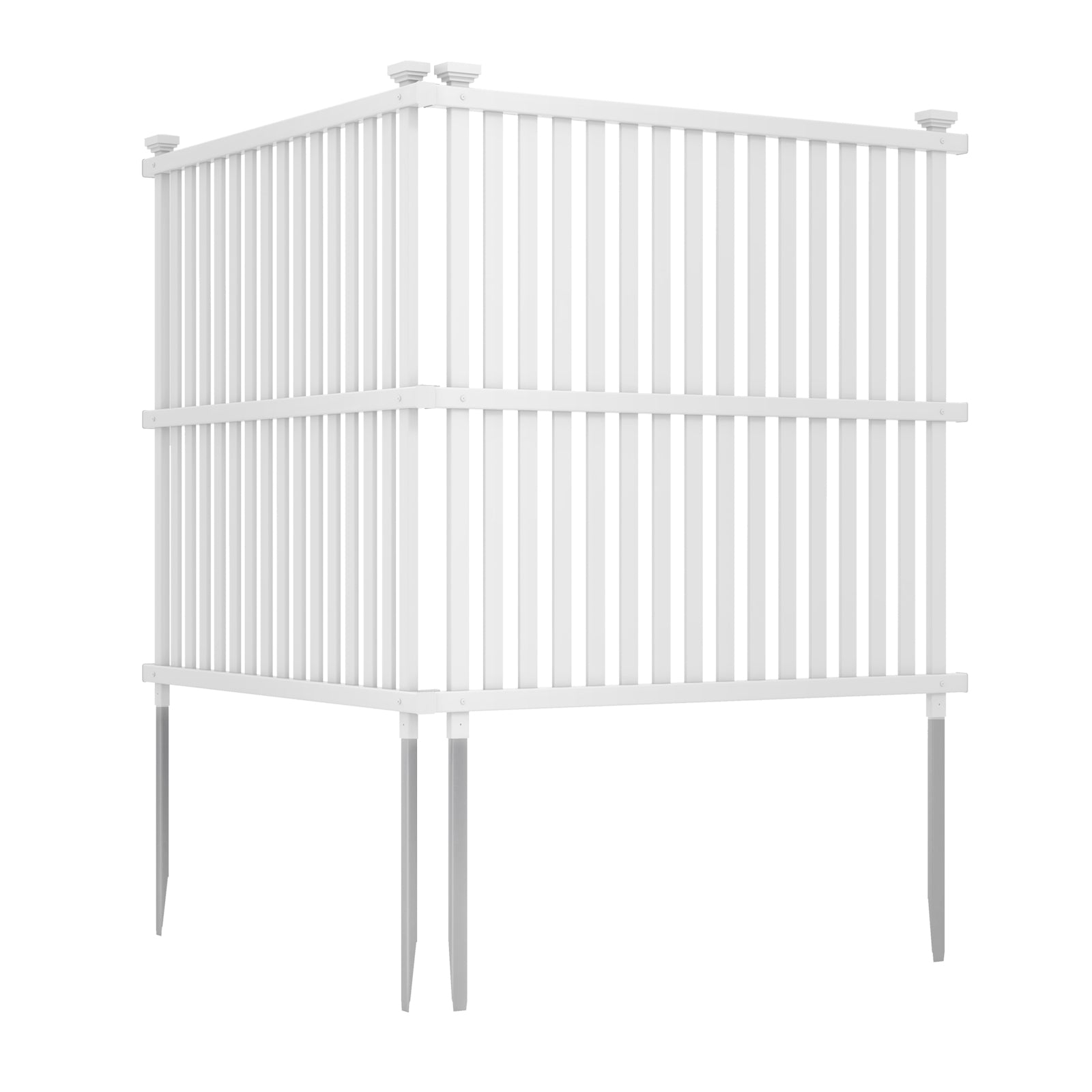 Air Conditioner Fence Panel with Metal Ground Stakes for Outside-White - White