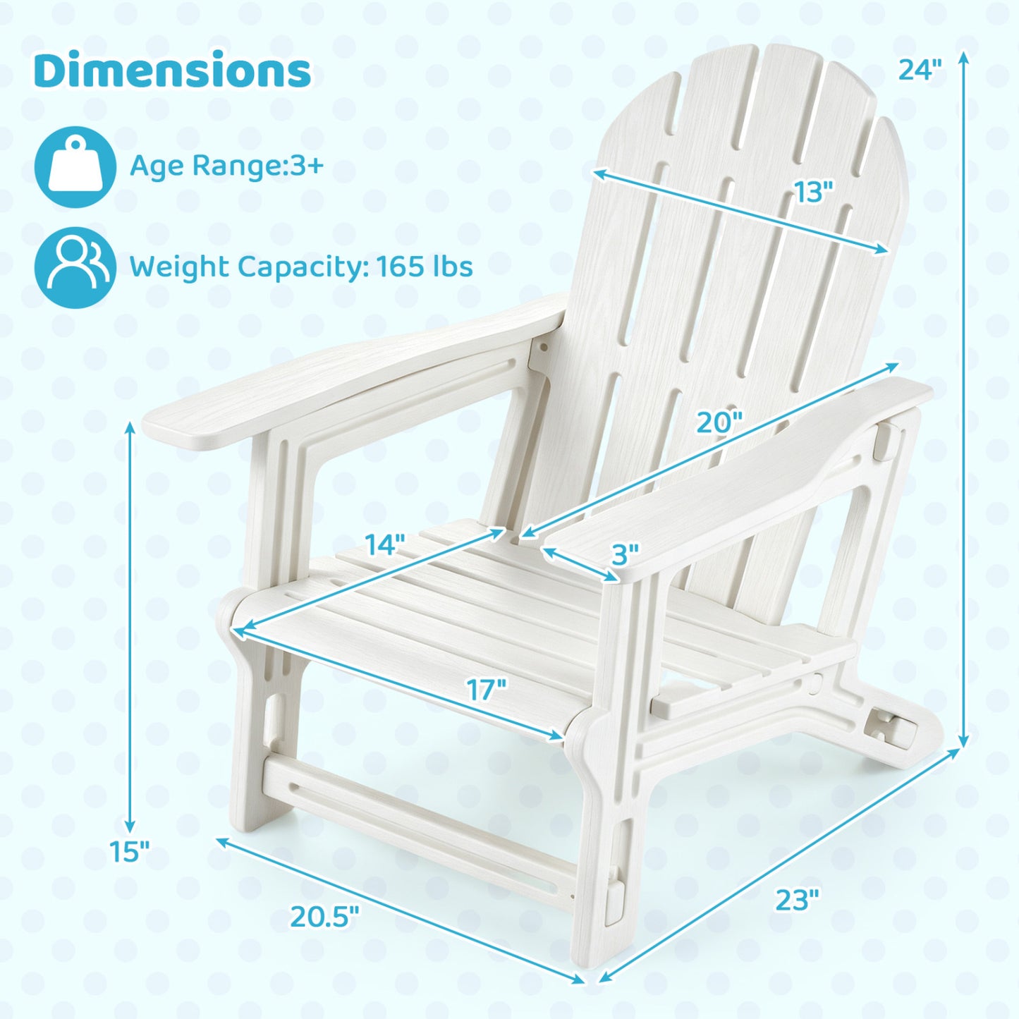 Kids Adirondack Chair All-Weather HDPE Outdoor Seating