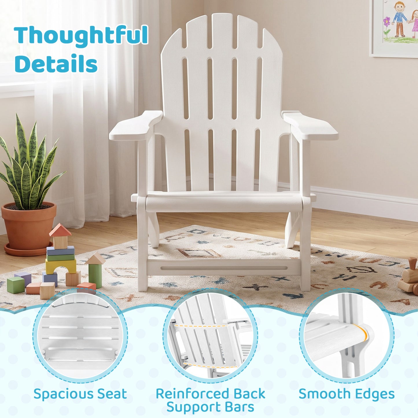 Kids Adirondack Chair All-Weather HDPE Outdoor Seating
