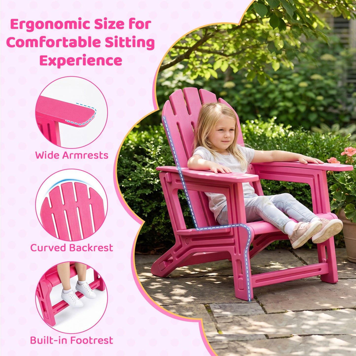 Kids Adirondack Chair All-Weather HDPE Outdoor Seating