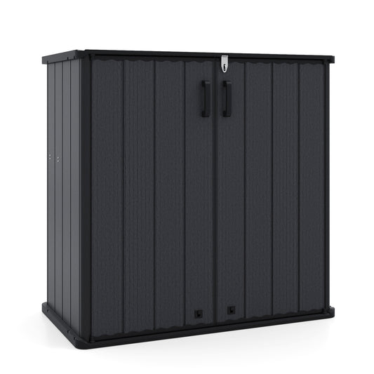 All-Weather Storage Box with Floor and Removable Shelf for Patio and Lawn
