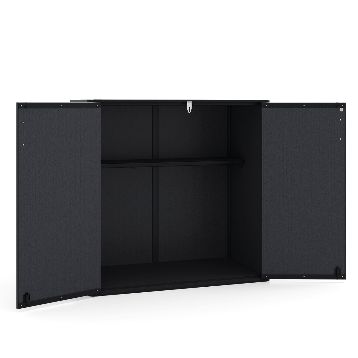 All-Weather Storage Box with Floor and Removable Shelf for Patio and Lawn