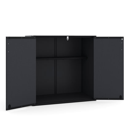 All-Weather Storage Box with Floor and Removable Shelf for Patio and Lawn