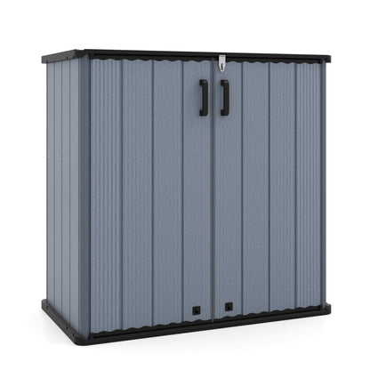 All-Weather Storage Box with Floor and Removable Shelf for Patio and Lawn