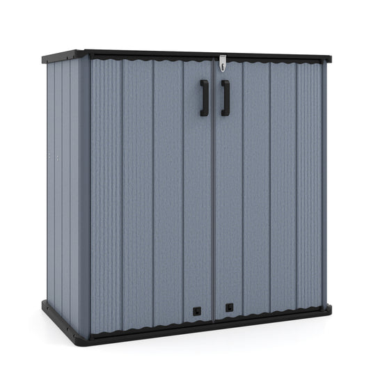All-Weather Storage Box with Floor and Removable Shelf for Patio and Lawn