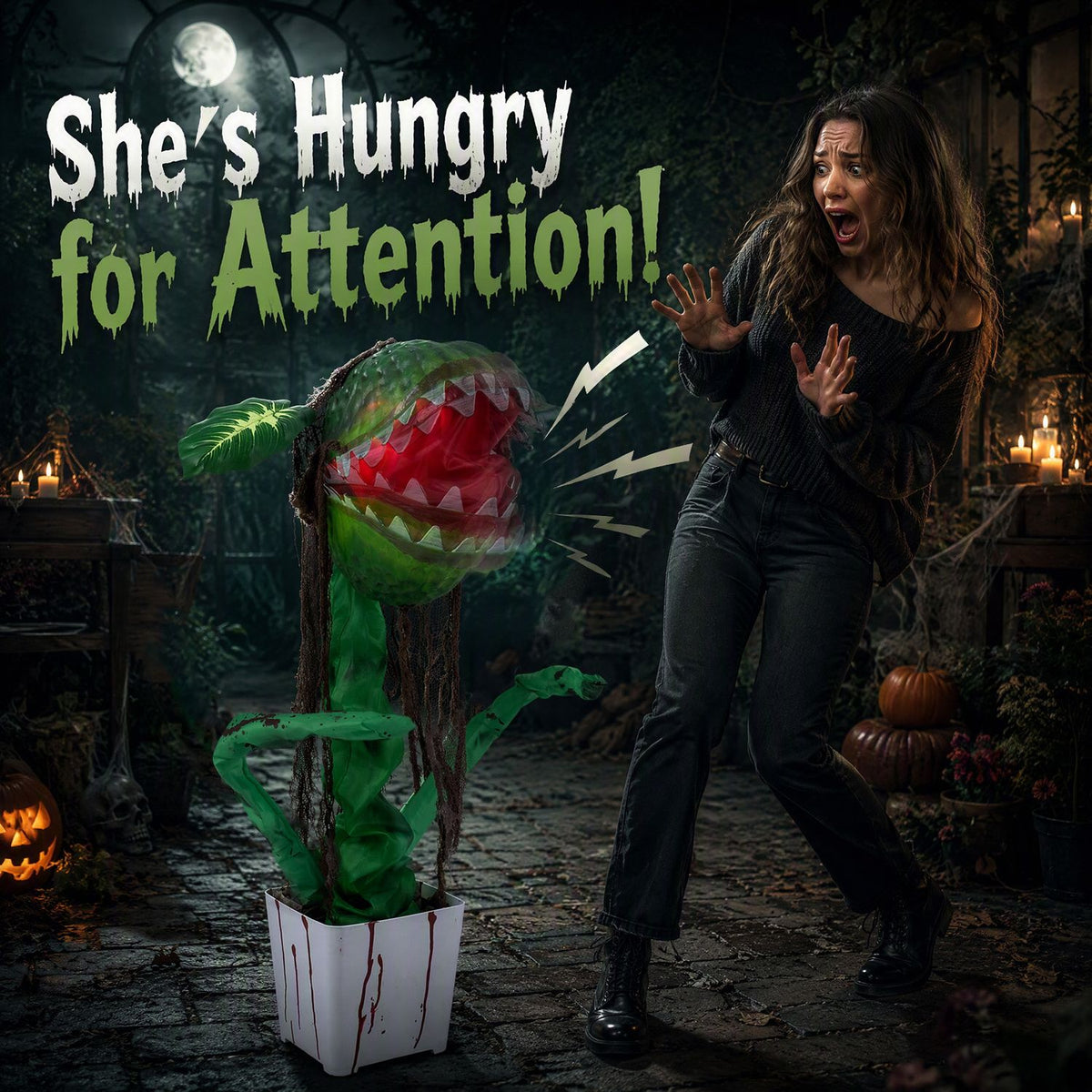 Animated Halloween Man-Eater Plant Prop
