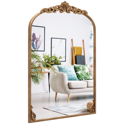 Arched Mirror for Wall Gold Traditional Vintage Ornate Baroque Mirror with Metal Frame-S - L