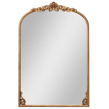 Arched Mirror for Wall Gold Traditional Vintage Ornate Baroque Mirror with Metal Frame