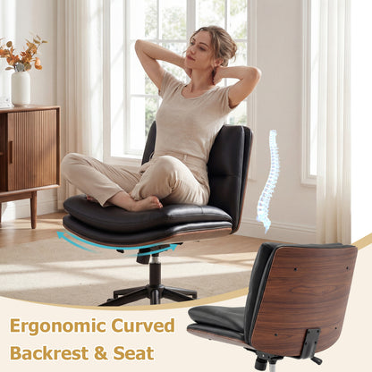Armless Office Chair with Curved Backrest and Padded Seat