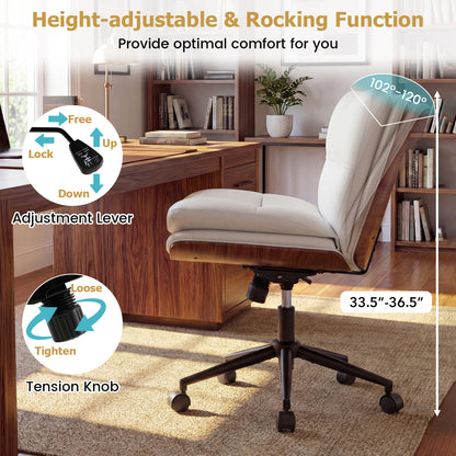 Armless Office Chair with Curved Backrest and Padded Seat