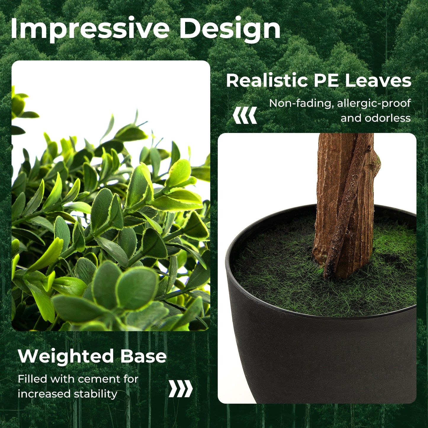 40 Inch Artificial Boxwood Topiary Ball Tree for Front Porch Patio Home-Green