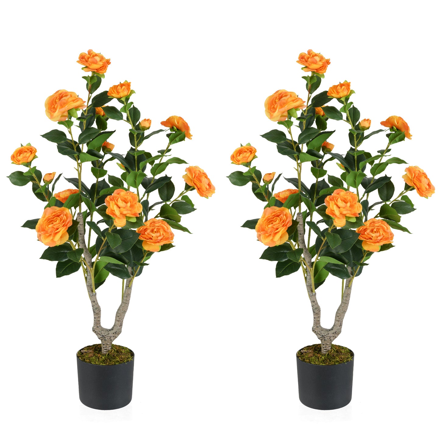 36 Inch Artificial Camellia Tree with Blooming Flower 2 Pack