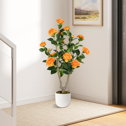 36 Inch Artificial Camellia Tree with Blooming Flower 2 Pack