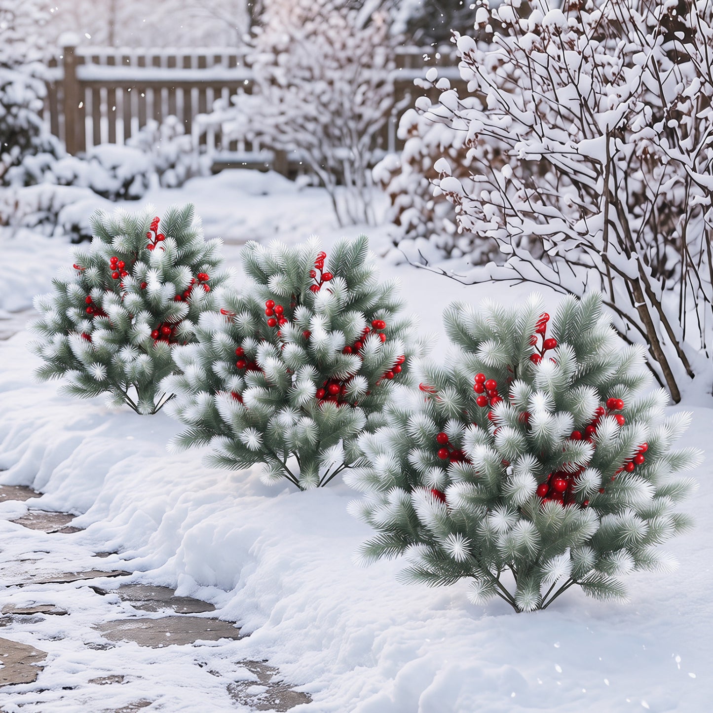 Artificial Cedar Topiary Trees with Ground Spikes, Set of 2