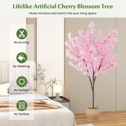 6.5 FT Tall Artificial Cherry Blossom Tree with 900 Pink Flowers