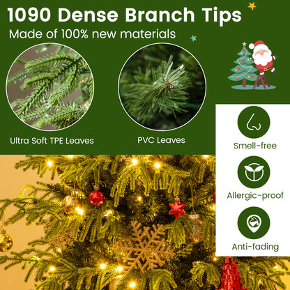 Artificial Christmas Tree with LED Lights and PVC Mixed Branch Tips-7