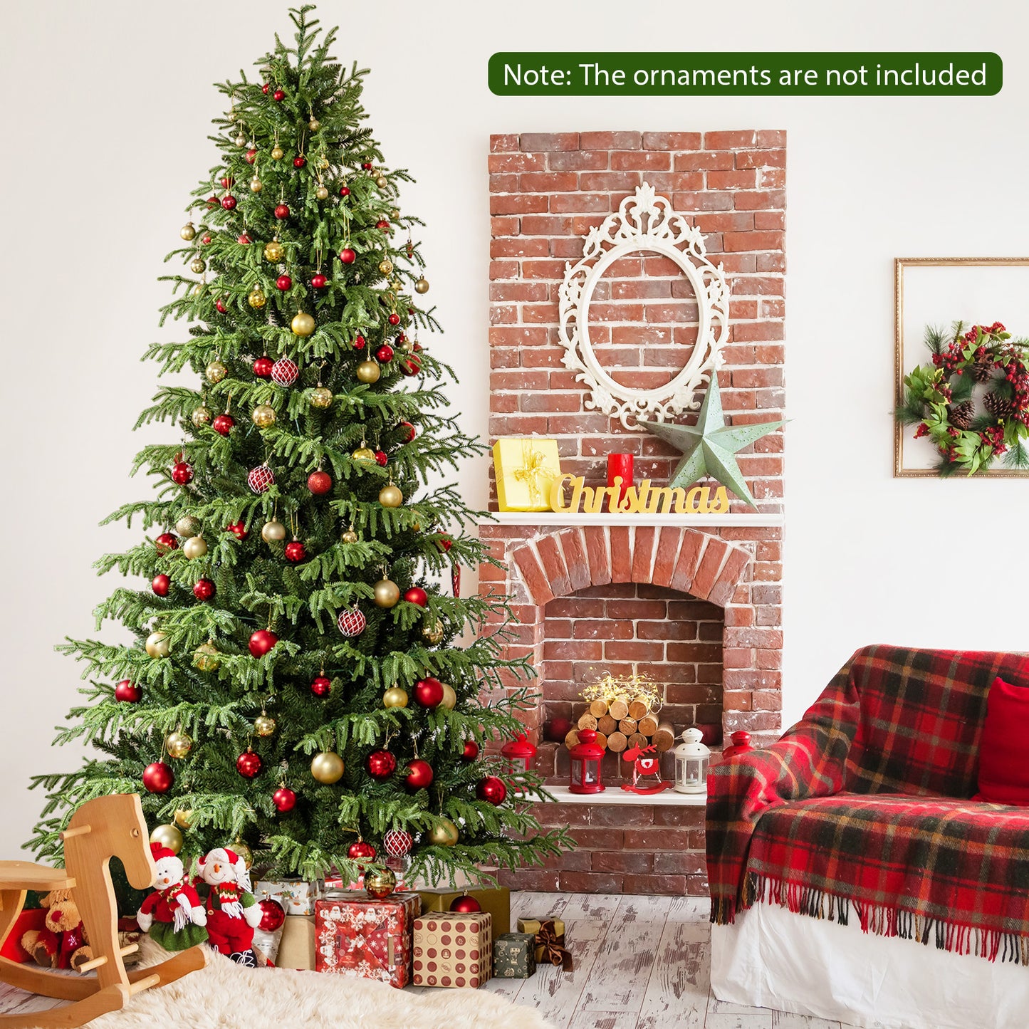Artificial Christmas Tree with LED Lights and PVC Mixed Branch Tips-8 Feet