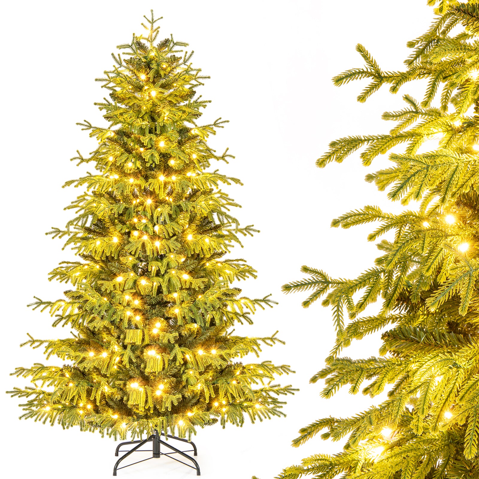 Artificial Christmas Tree with LED Lights and PVC Mixed Branch Tips-6