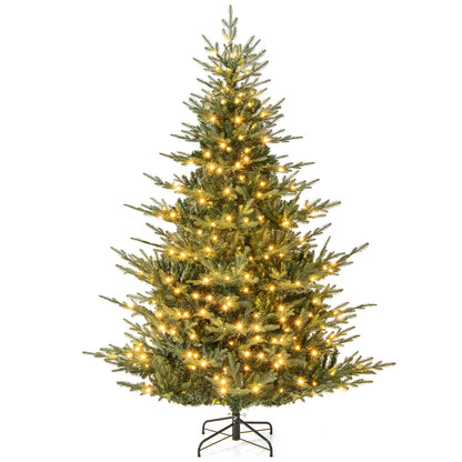 Artificial Christmas Tree with Branch Tips and Warm White LED Lights-7 Feet