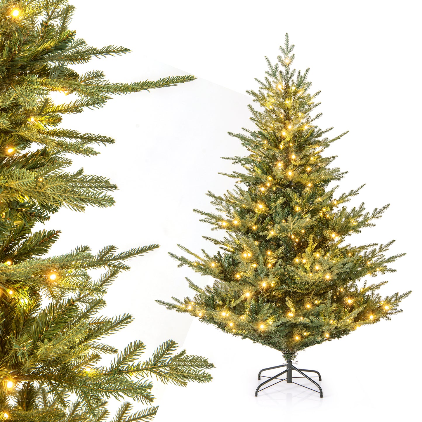 Artificial Christmas Tree with Branch Tips and Warm White LED Lights-6 Feet