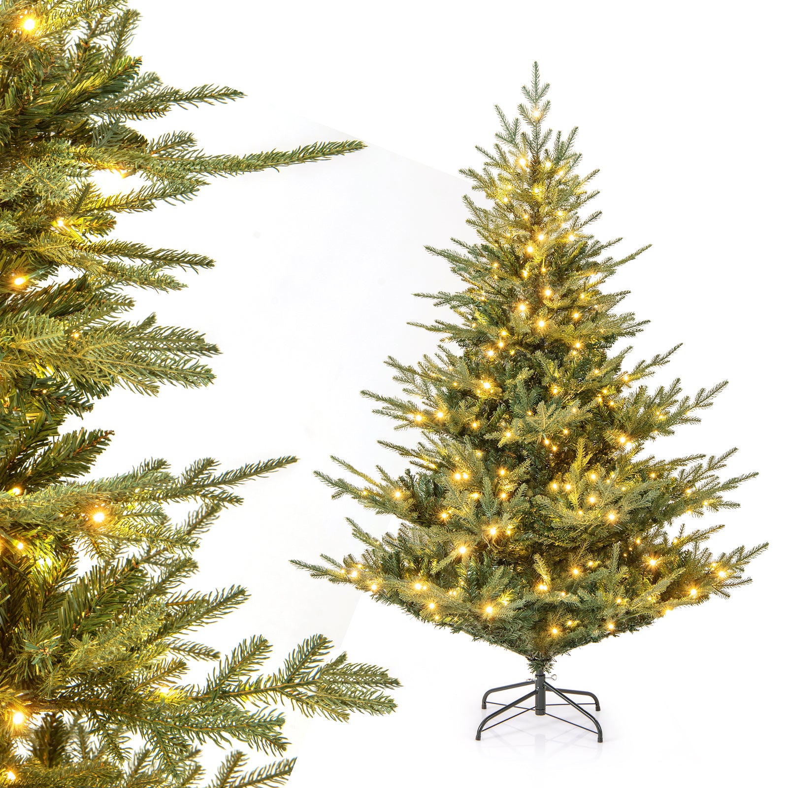 Artificial Christmas Tree with Branch Tips and Warm White LED Lights-6 Feet