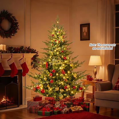 Artificial Christmas Tree with Branch Tips and Warm White LED Lights-6 Feet
