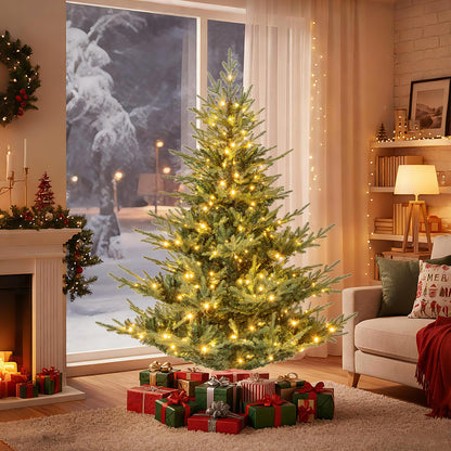 Artificial Christmas Tree with Branch Tips and Warm White LED Lights-6 Feet