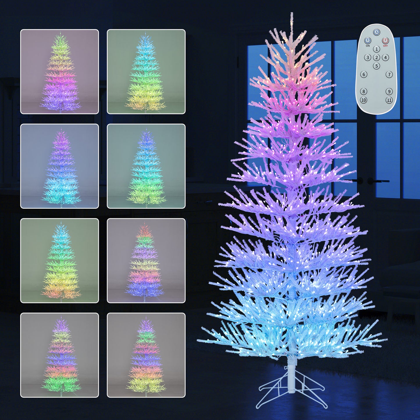 7 FT Artificial Pre-lit Christmas Tree Hinged Xmas Tree with 820 Coral-like Branch Tips