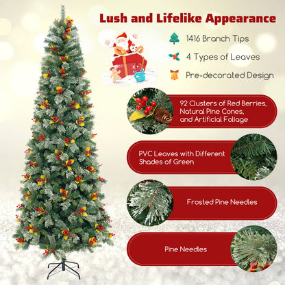 5/7.5/9 FT Pre-Lit Artificial Christmas Tree with 453/1096/1416 PVC and Pine Needles