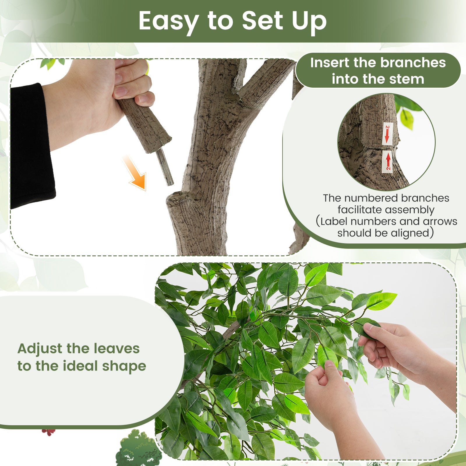 8.2 FT Tall Artificial Ficus Tree Large Faux Greenery Tree with Leaves