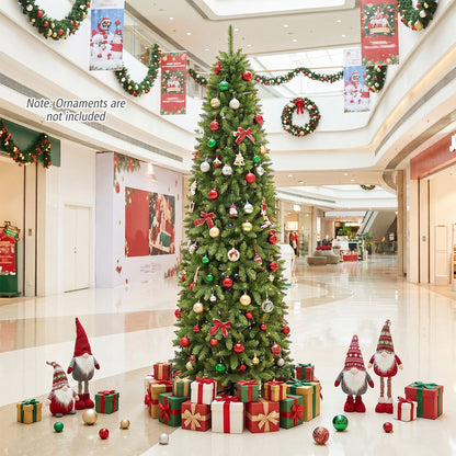 Artificial Pencil Christmas Tree with Full Branch Tips and Folding Metal Stand-7.5 FT