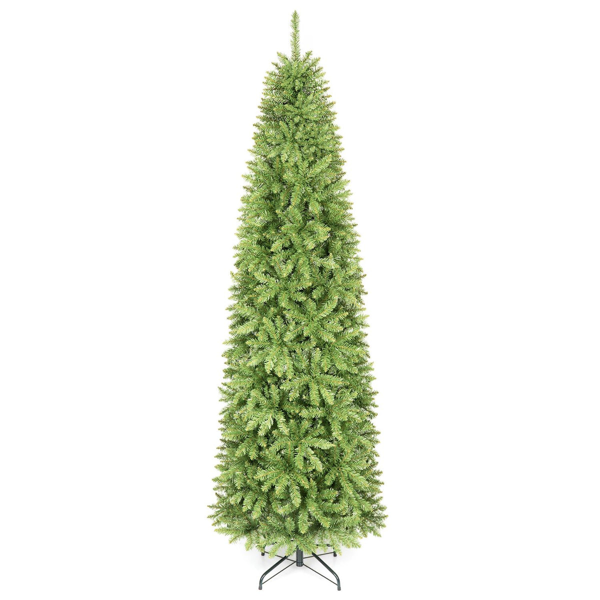 Artificial Pencil Christmas Tree with Full Branch Tips and Folding Metal Stand-7.5 FT