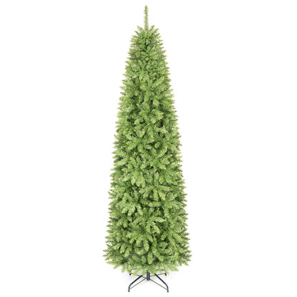 Artificial Pencil Christmas Tree with Full Branch Tips and Folding Metal Stand-7.5 FT