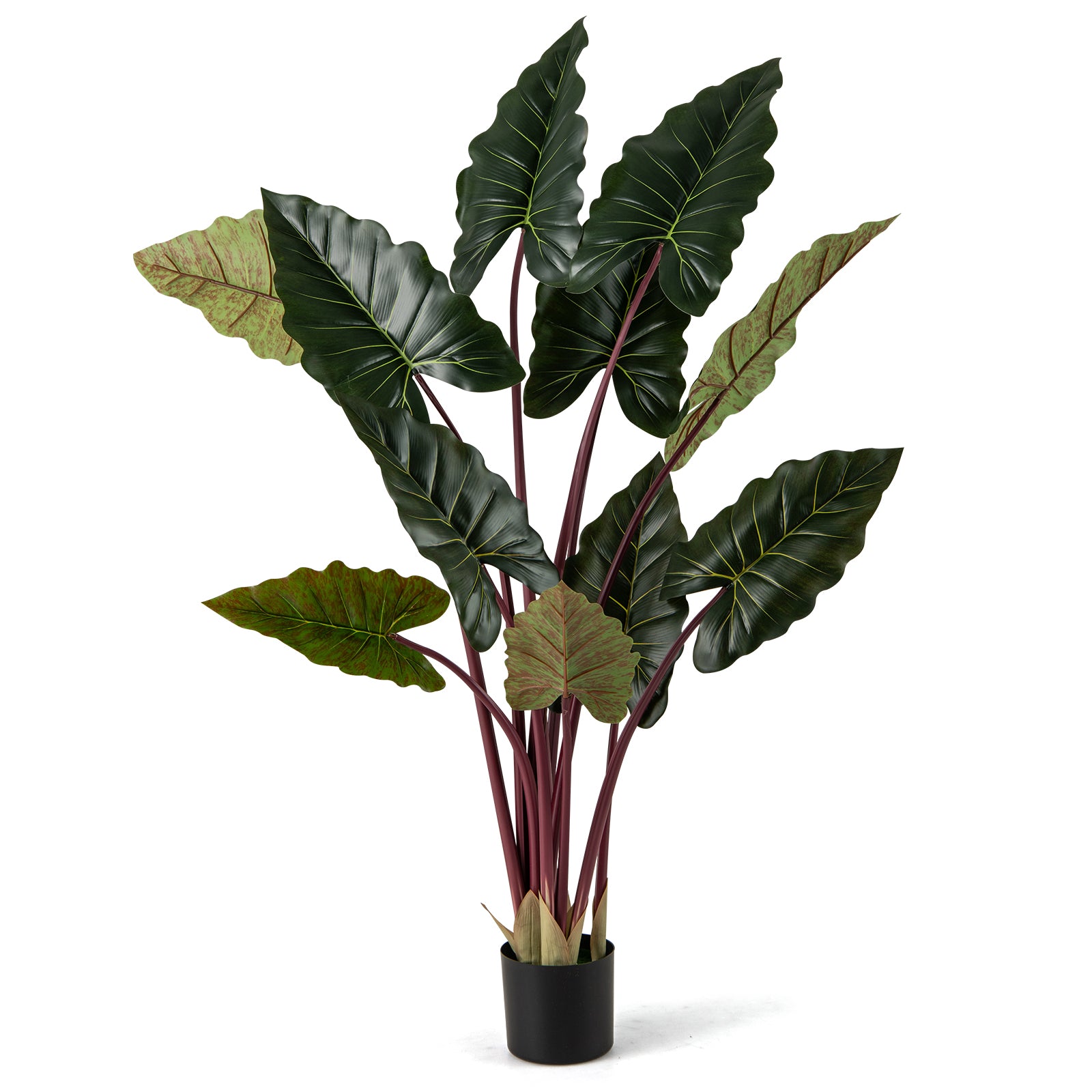 Artificial Rainbow Taro Tree 63" Tall with 11 Faux Leaves-1 Pack