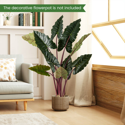 Artificial Rainbow Taro Tree 63" Tall with 11 Faux Leaves-1 Pack
