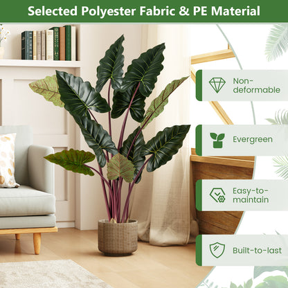 Artificial Rainbow Taro Tree 63" Tall with 11 Faux Leaves-1 Pack