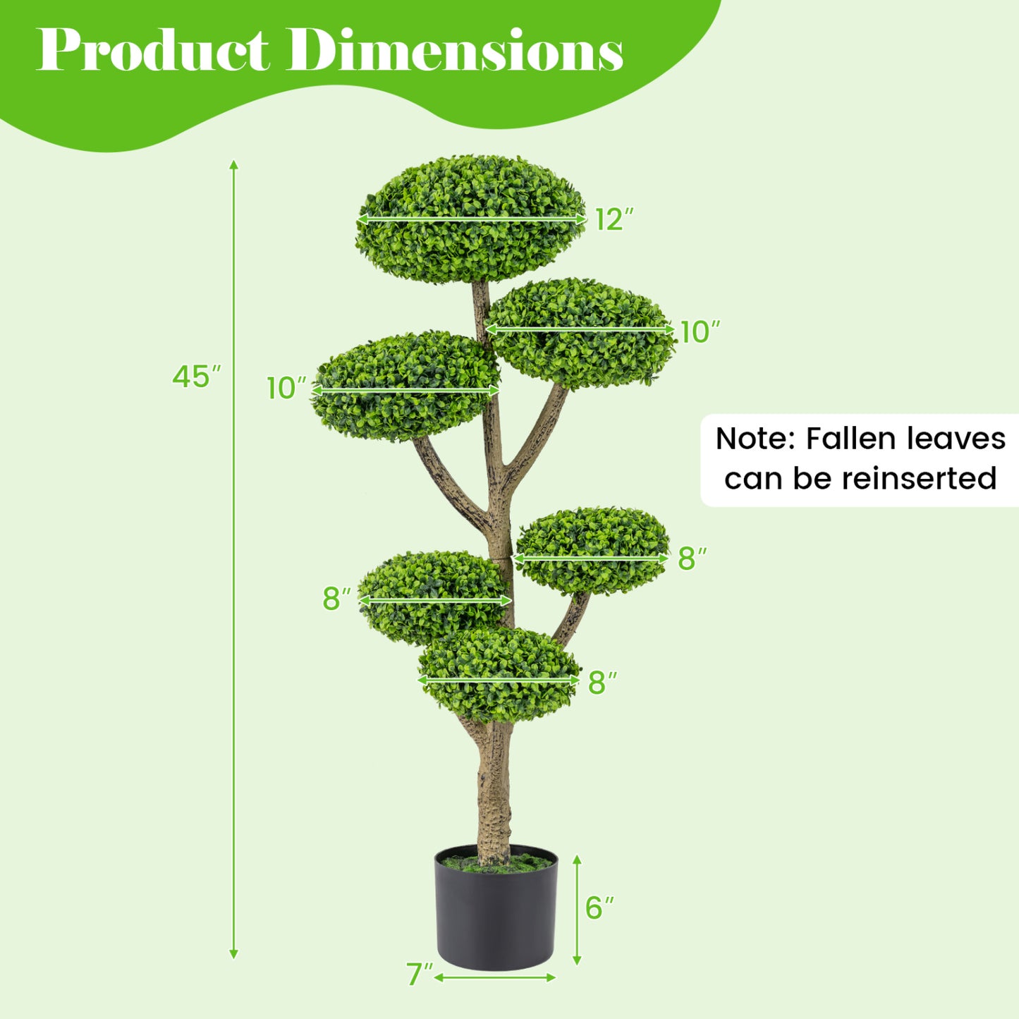 6 Ball Topiary Tree with Weighted Base - 45" Indoor Outdoor