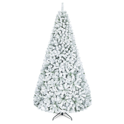 Snow-Flocked Artificial Christmas Tree 9 ft with Metal Stand