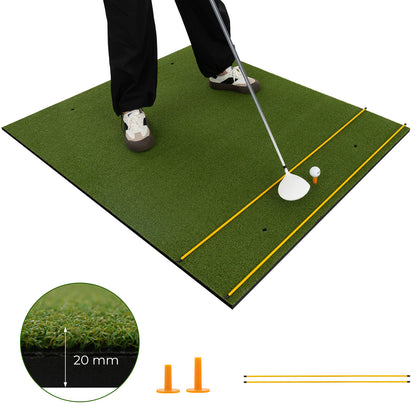 Artificial Turf Mat for Indoor and Outdoor Golf Practice Includes 2 Rubber Tees and 2 Alignment Sticks