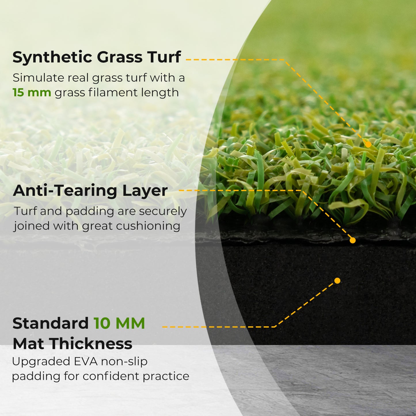 Artificial Turf Mat for Indoor and Outdoor Golf Practice Includes 2 Rubber Tees and 2 Alignment Sticks