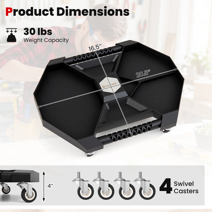 Automotive Rolling Tool Creeper with 4 Swivel Casters and 30 lbs Weight Capacity-Black